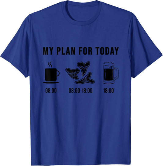 My Plan for Today Shark Teeth Hunting Shark Teeth Collection T-Shirt - T-Shirt | Royal