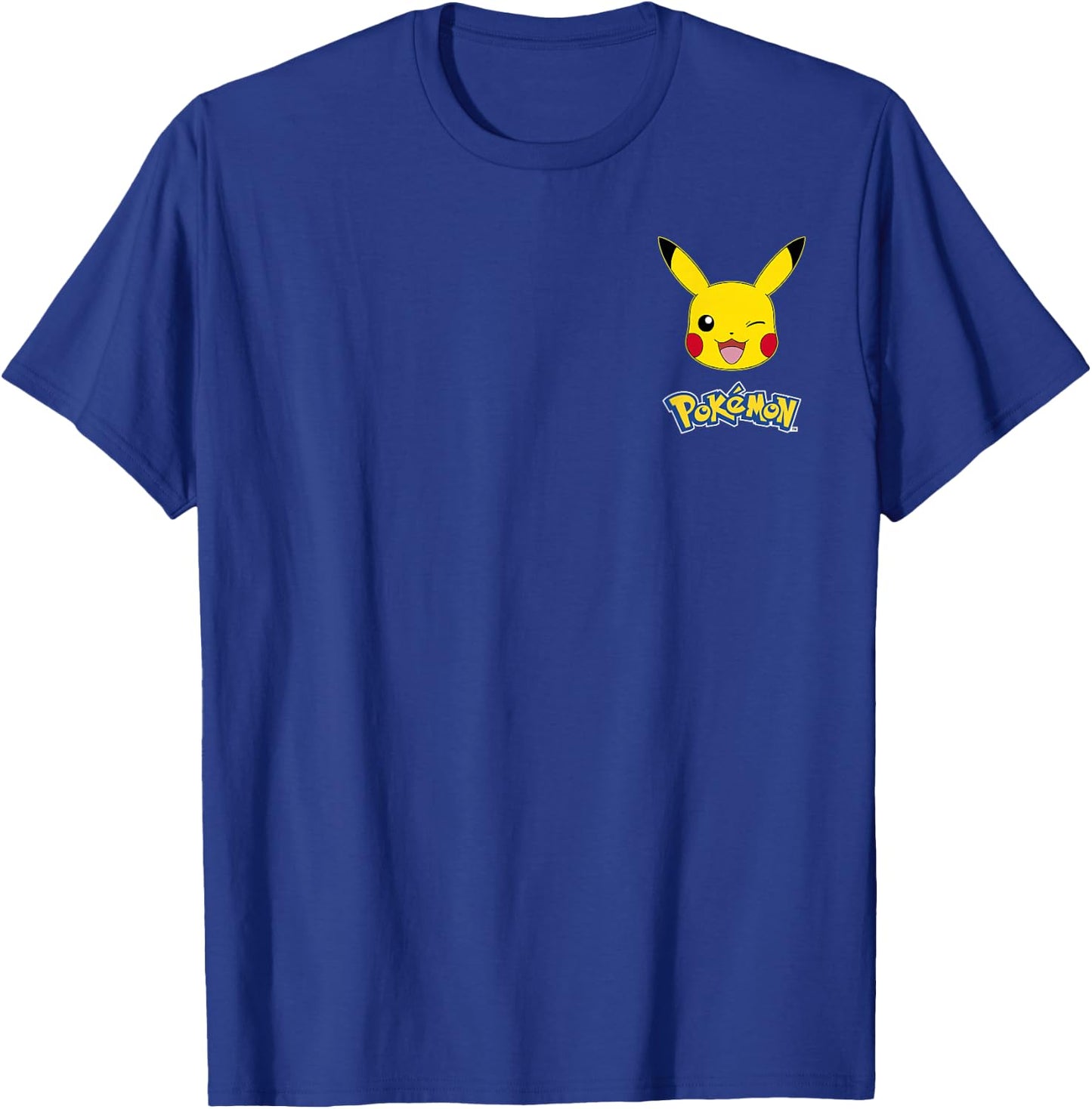 Pokémon Winking Pikachu Small Pocket Size Logo T-Shirt - T-Shirt | Royal