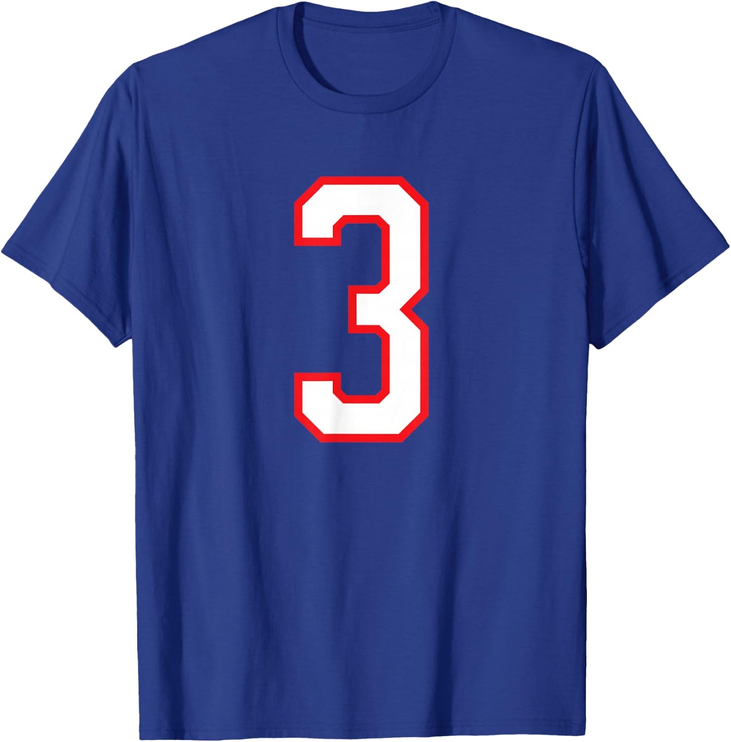 White Red Sports Team Number #3 T-Shirt - T-Shirt | Royal