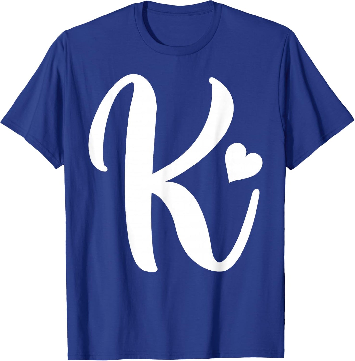white letter K monogram initials minimalist heart graphic T-Shirt - T-Shirt | Royal