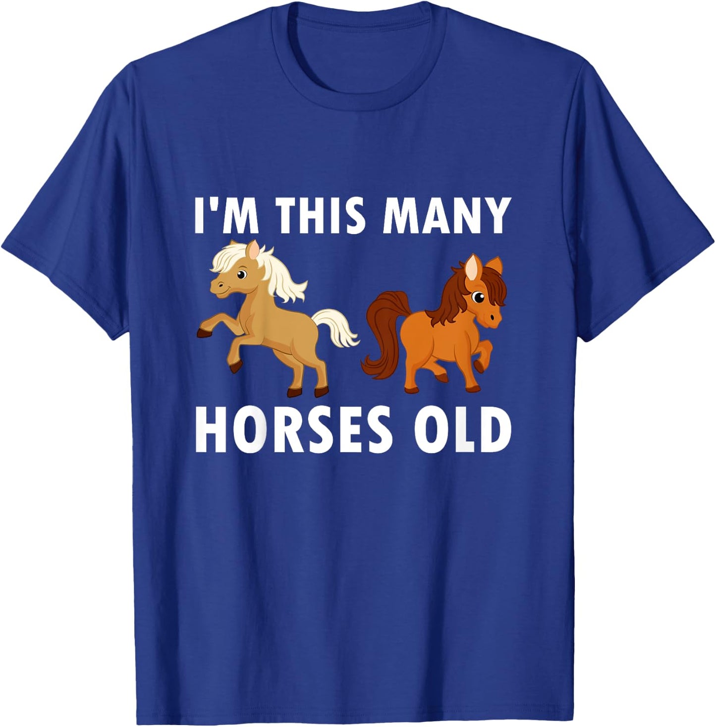 Kids 2 Years Old Girl Horses Old 2nd Birthday Kids T-Shirt - T-Shirt | Royal