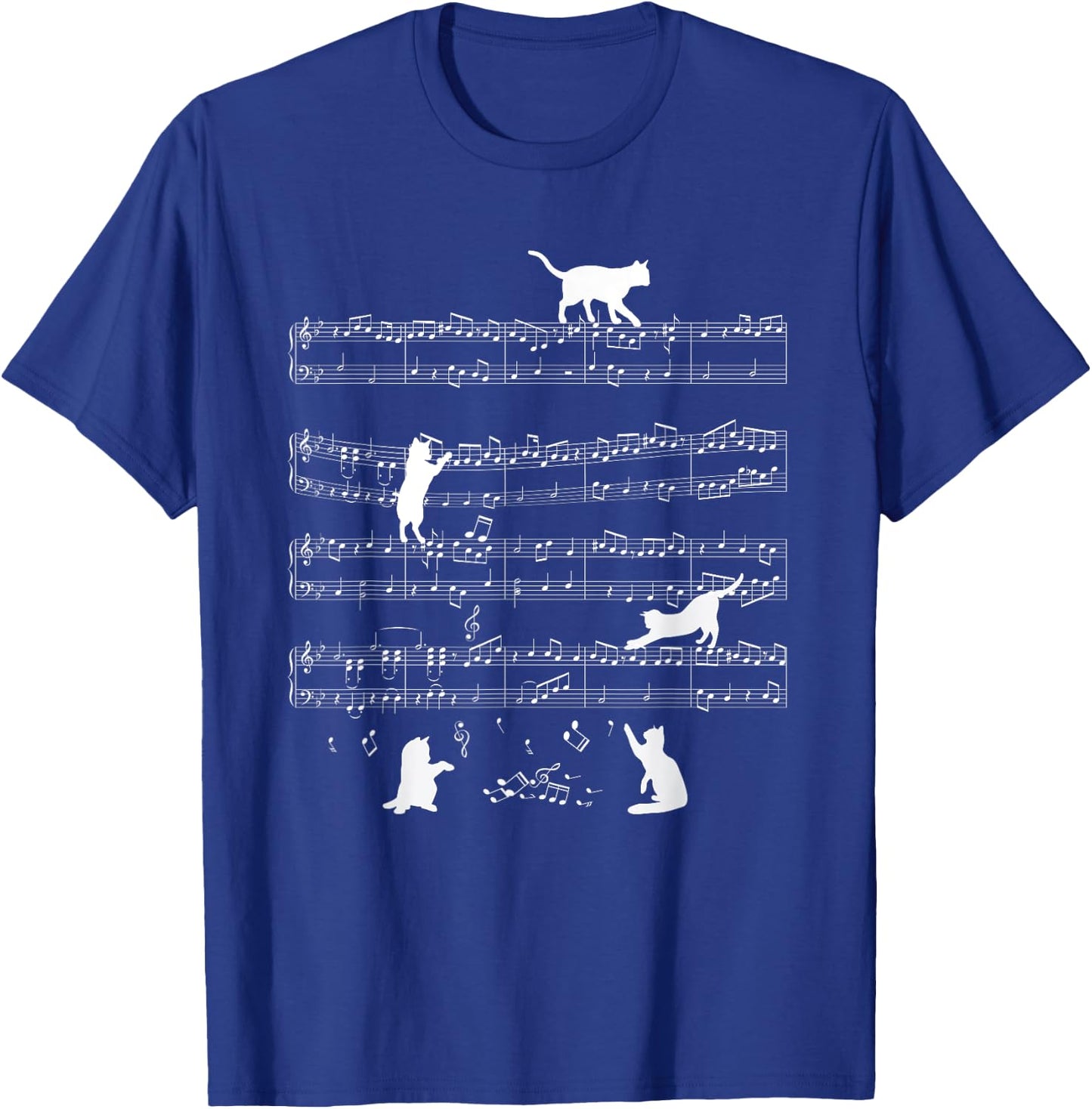 Cats Cat Music Notes Cat Lover Cat Animal Gift T-Shirt - T-Shirt | Royal