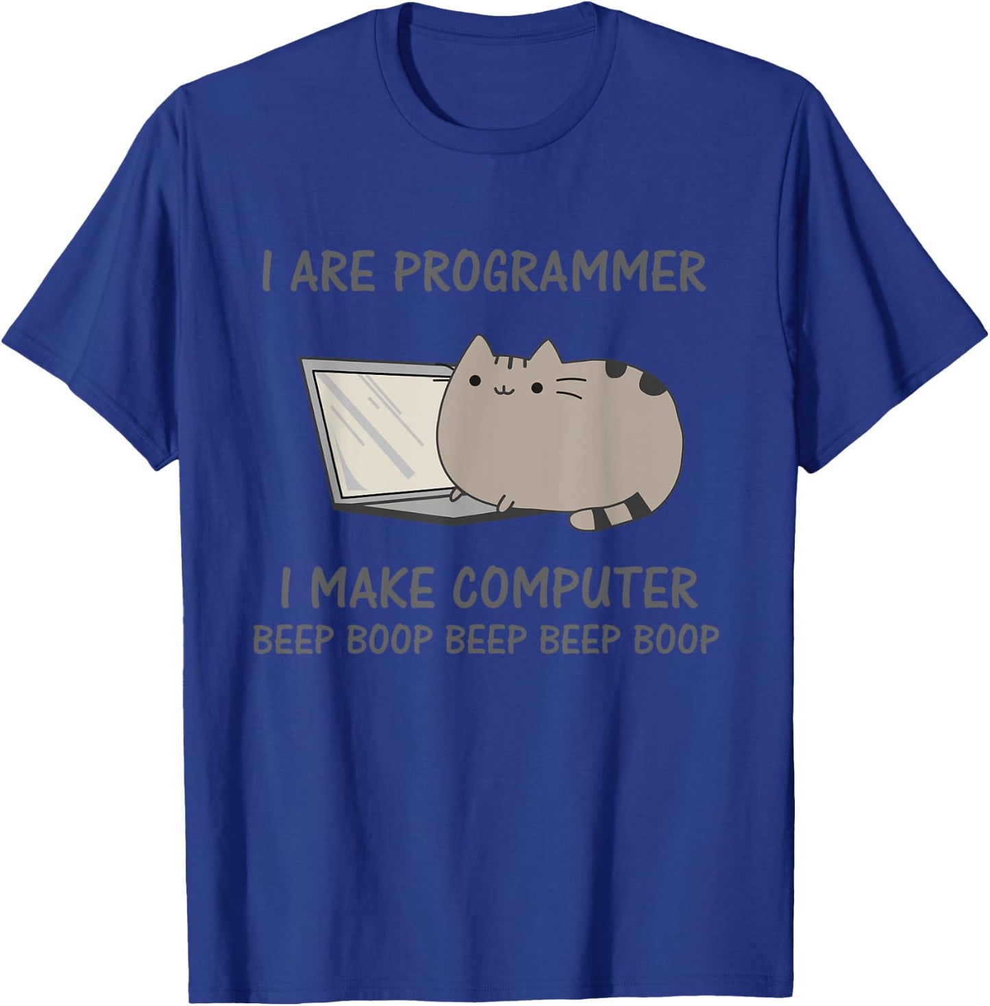 Cat Computer Kitten Informational Science Gift Men Women Girls Kids T-Shirt - T-Shirt | Royal