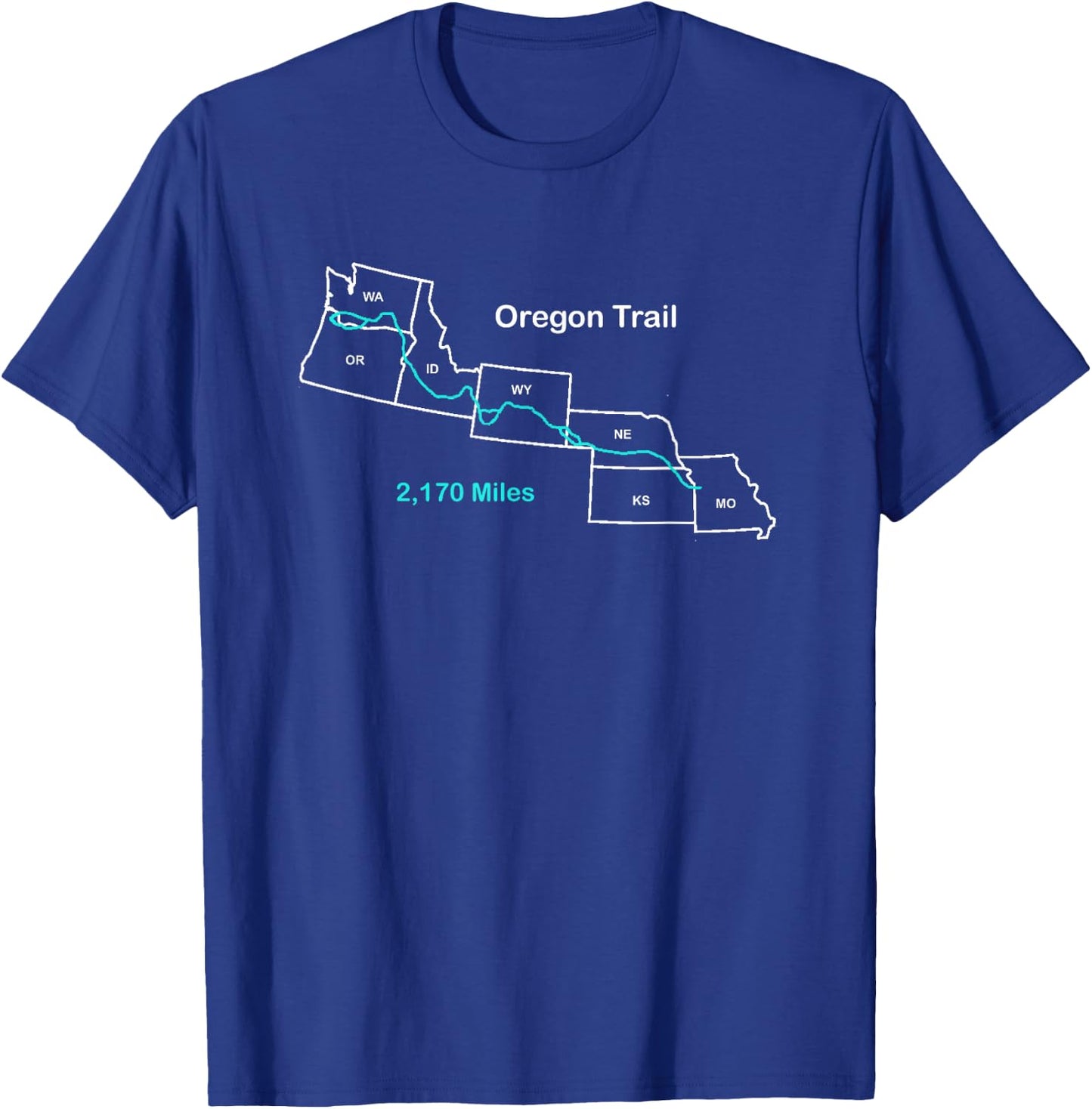 Route Map of The Oregon National Historic Trail T-Shirt - T-Shirt | Royal