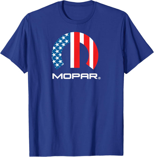 Mopar American Flag White Logo T-Shirt - T-Shirt | Royal