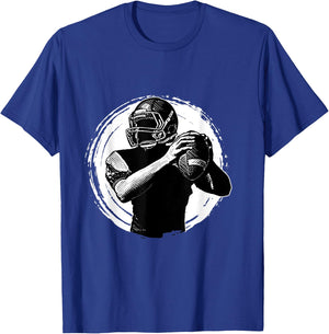 Sports American Football Player Throw Quarterback T-Shirt - T-Shirt | Royal