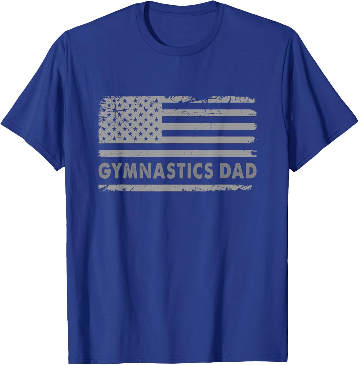 Gymnast Cheer Dad Gymnastics Dad US Flag - Gymnastics Dad Gift Fathers - Black, Short Sleeve, Small T-Shirt - T-Shirt | Royal