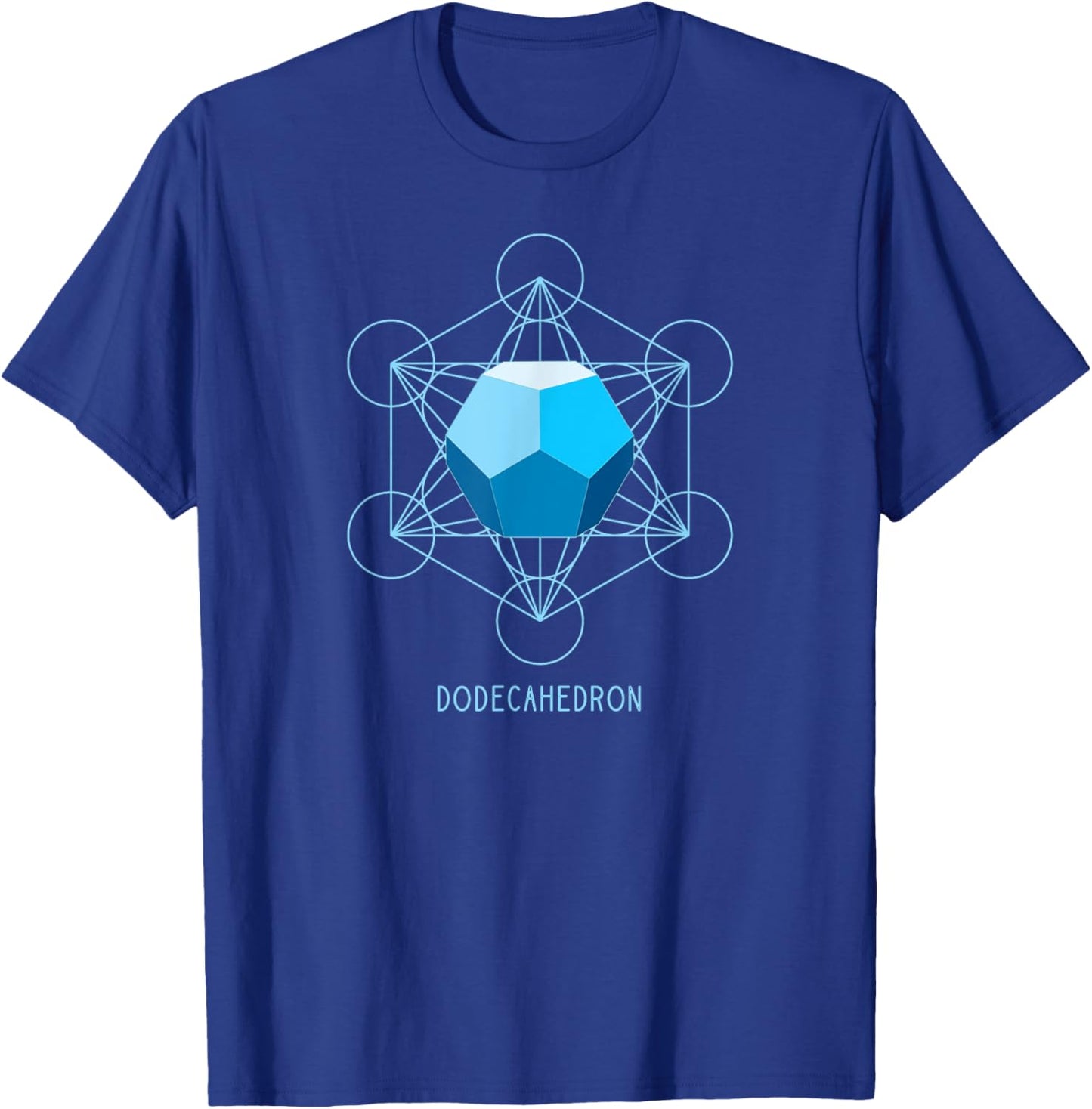 Dodecahedron Platonic Solid Shades of Blue Geometric Form T-Shirt - T-Shirt | Royal
