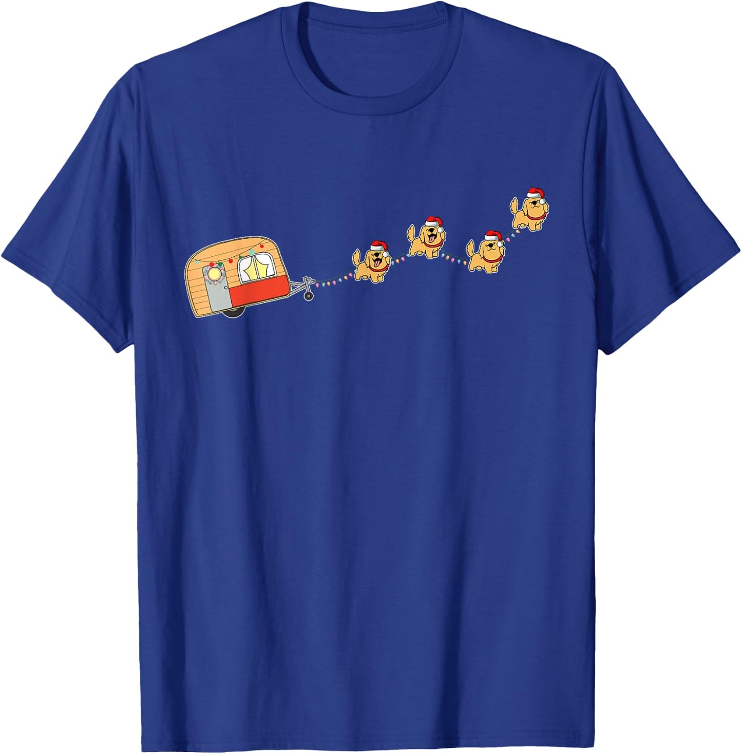 Camper Van Christmas Golden Retriever Sleigh X-mas Pajama T-Shirt - T-Shirt | Royal