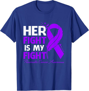 Her Fight Is My Fight Pancreatic Cancer Awareness Feather T-Shirt - T-Shirt | Royal