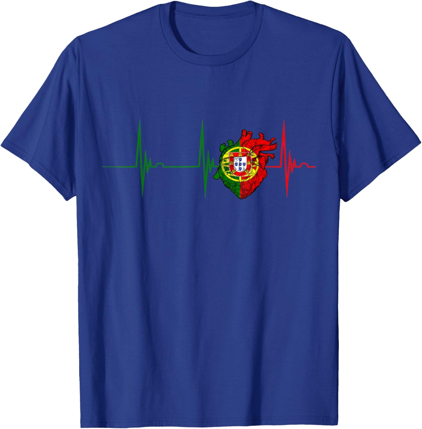 Portugal Heartbeat EKG Pulse Portugal Heart Portuguese Pride T-Shirt - T-Shirt | Royal