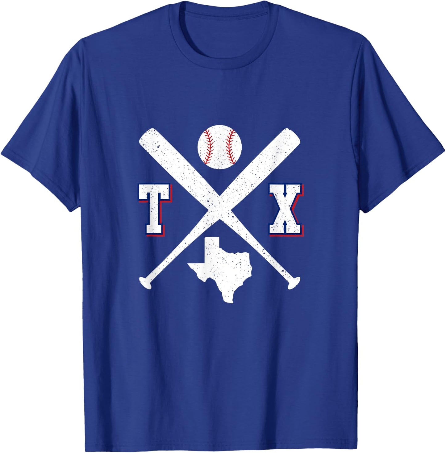 Texas Map TX Sport Vintage Baseball Bats T-Shirt - T-Shirt | Royal