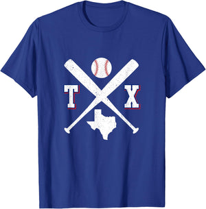 Texas Map TX Sport Vintage Baseball Bats T-Shirt - T-Shirt | Royal