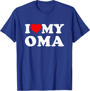 I Love My Oma Heart Family Grandma T-Shirt - T-Shirt | Royal