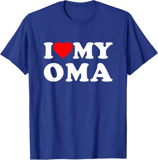 I Love My Oma Heart Family Grandma T-Shirt - T-Shirt | Royal