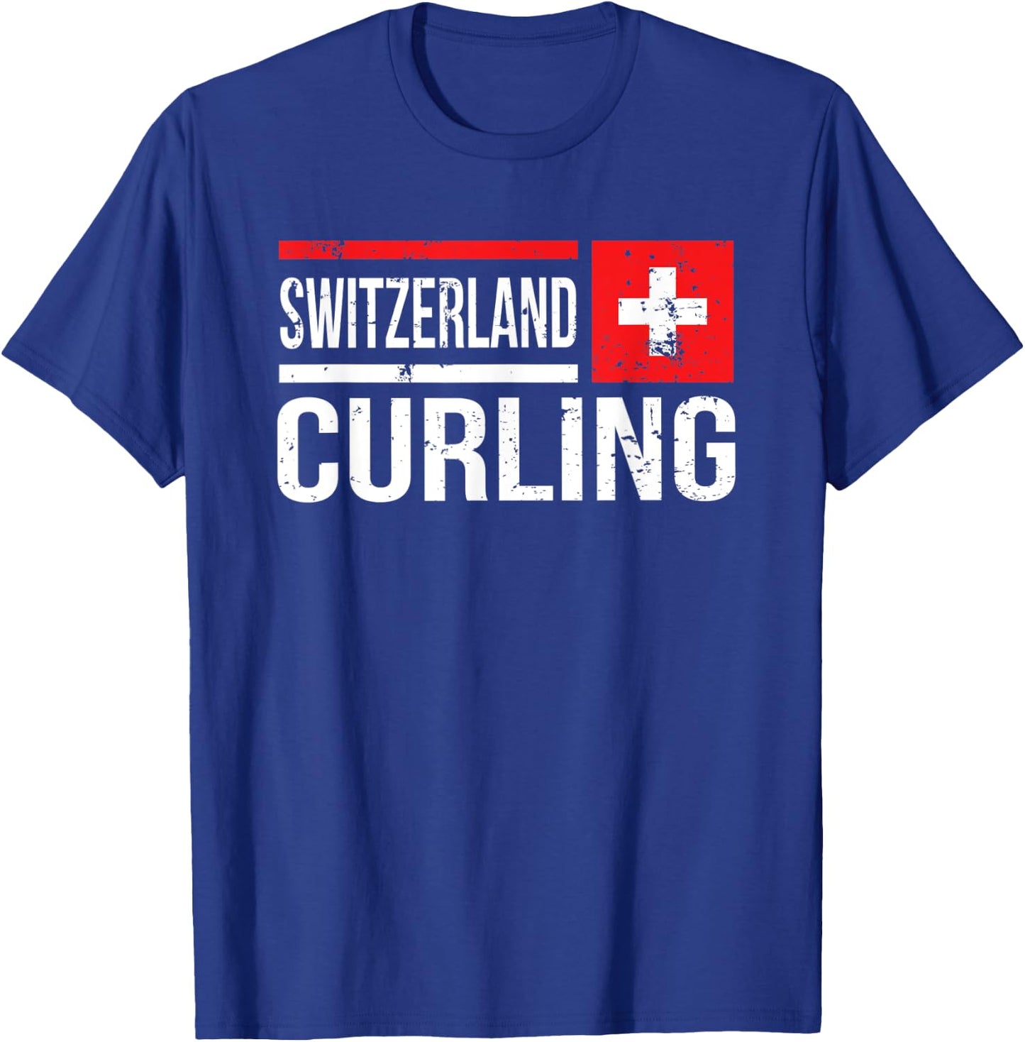 Switzerland Curling Swiss Flag Stone Sport Curler Skip Team T-Shirt - T-Shirt | Royal