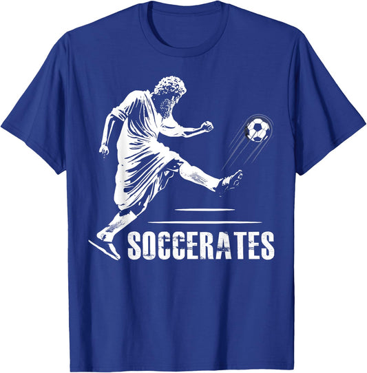 Soccerates Funny Philosophy Theory Soccer Socrates Greek T-Shirt - T-Shirt | Royal