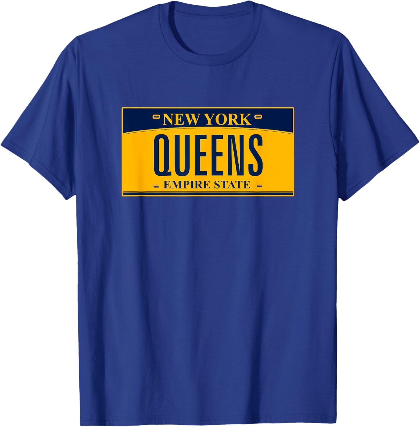 Queens New York License Plate T-Shirt - T-Shirt | Royal