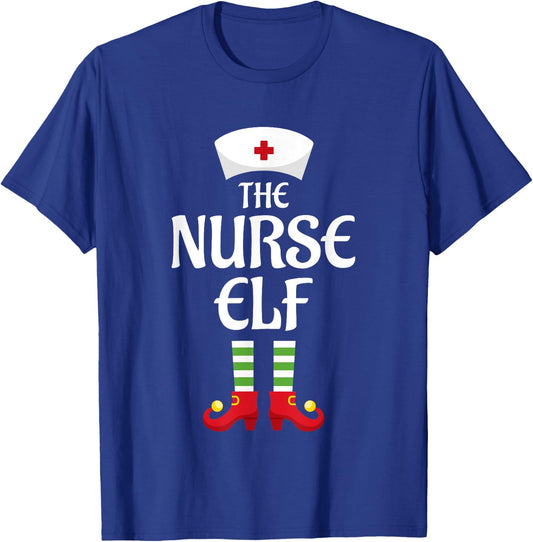 Nurse Elf Family Matching Group Christmas T-Shirt - T-Shirt | Royal