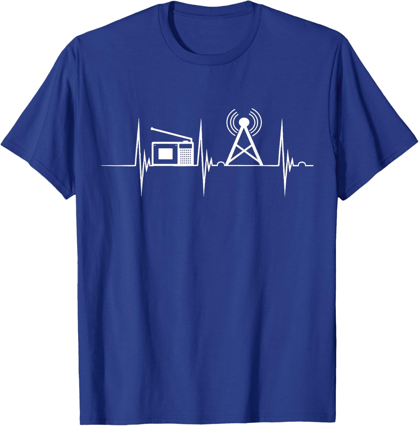 Ham Radio Tower Heartbeat EKG Pulse Cardio Amateur Radio T-Shirt - T-Shirt | Royal