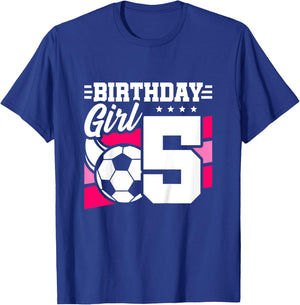 Soccer Birthday Party - 5 Year Old Girl - 5th Birthday T-Shirt - T-Shirt | Royal