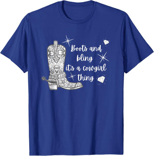 Cowgirl Boots Bling Its A Cowgirl Thing Country Horse Show T-Shirt - T-Shirt | Royal