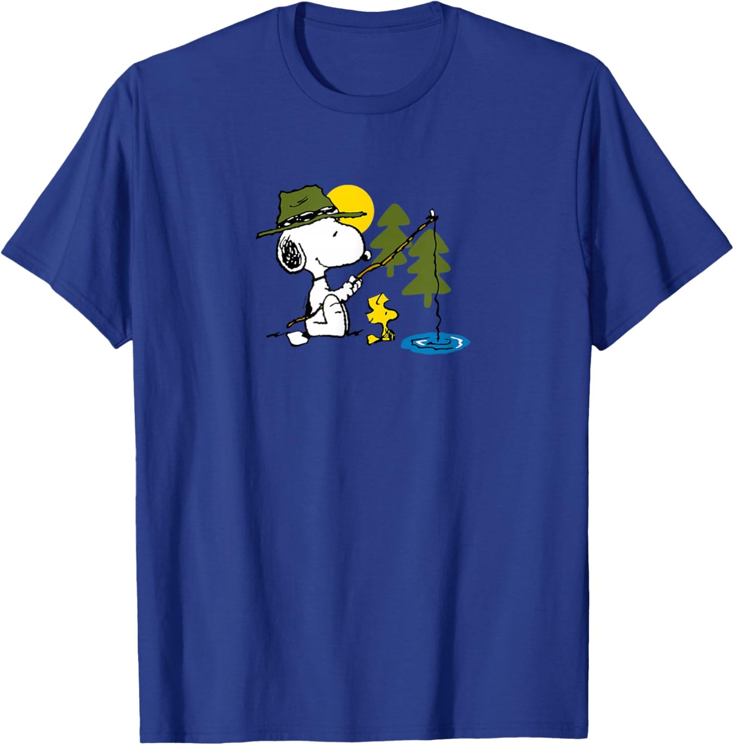 Peanuts - Snoopy Woodstock Fishing T-Shirt - T-Shirt | Royal