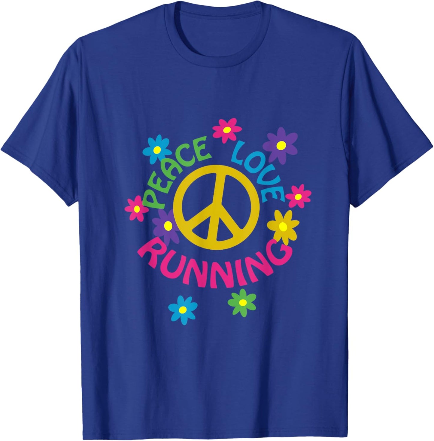 Peace Love Running - Flower Power T-Shirt - T-Shirt | Royal