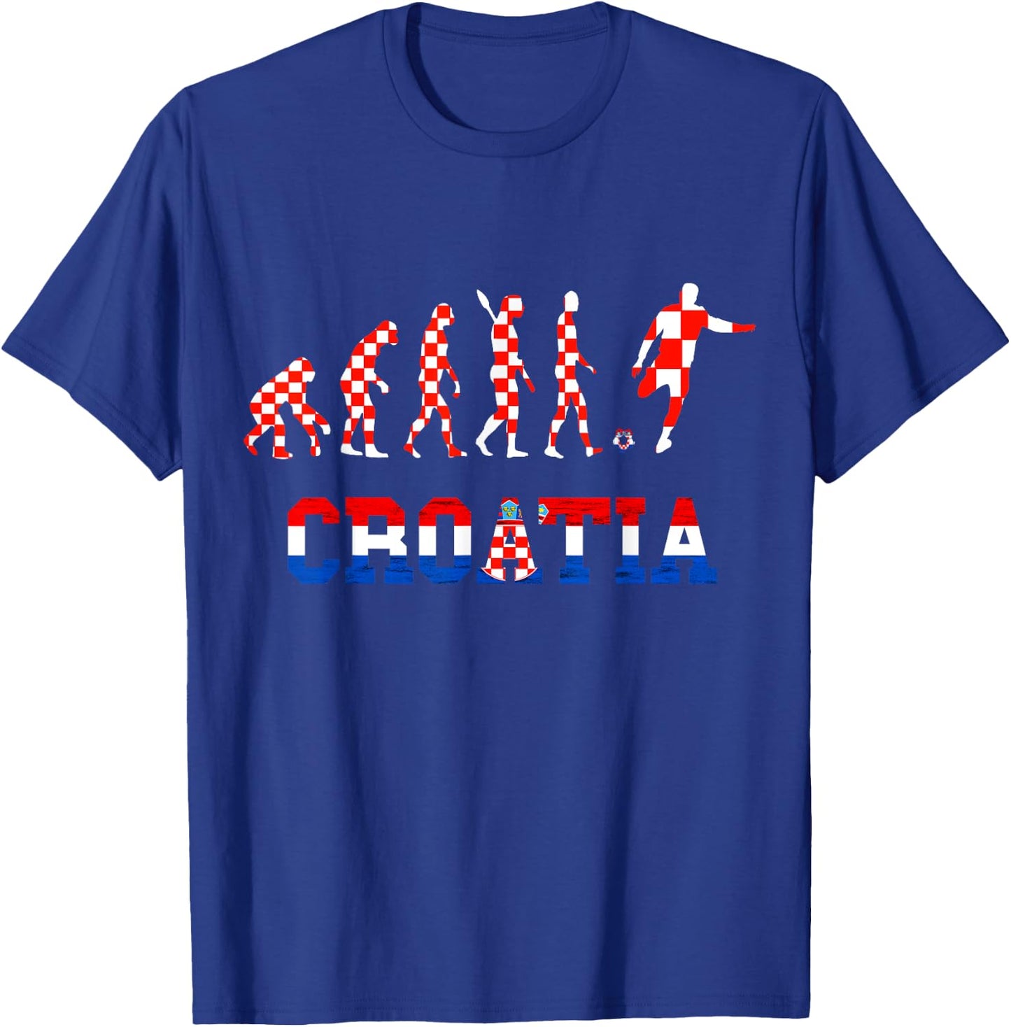 Croatia Evolution Hrvatska Soccer Team Croatian Flag T-Shirt - T-Shirt | Royal