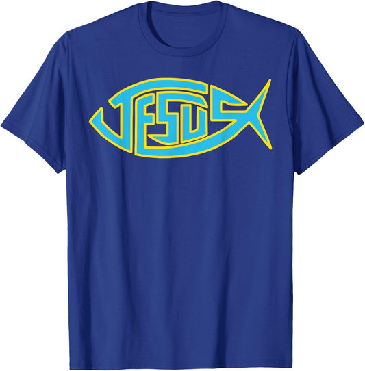 Jesus Fish - Ichthys Symbol - Christian Design For Teen T-Shirt - T-Shirt | Royal