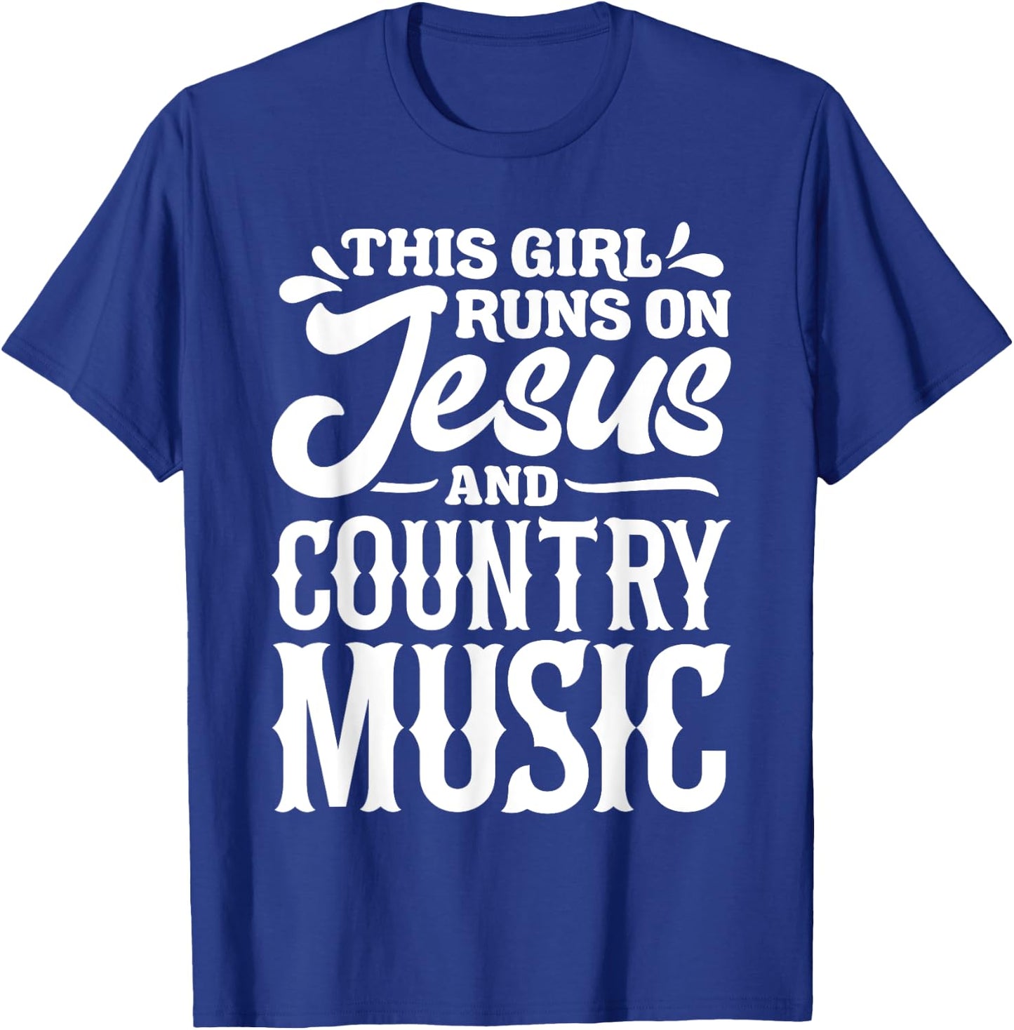 Country Music Graphic Women Girls Jesus Country Music Fans T-Shirt - T-Shirt | Royal