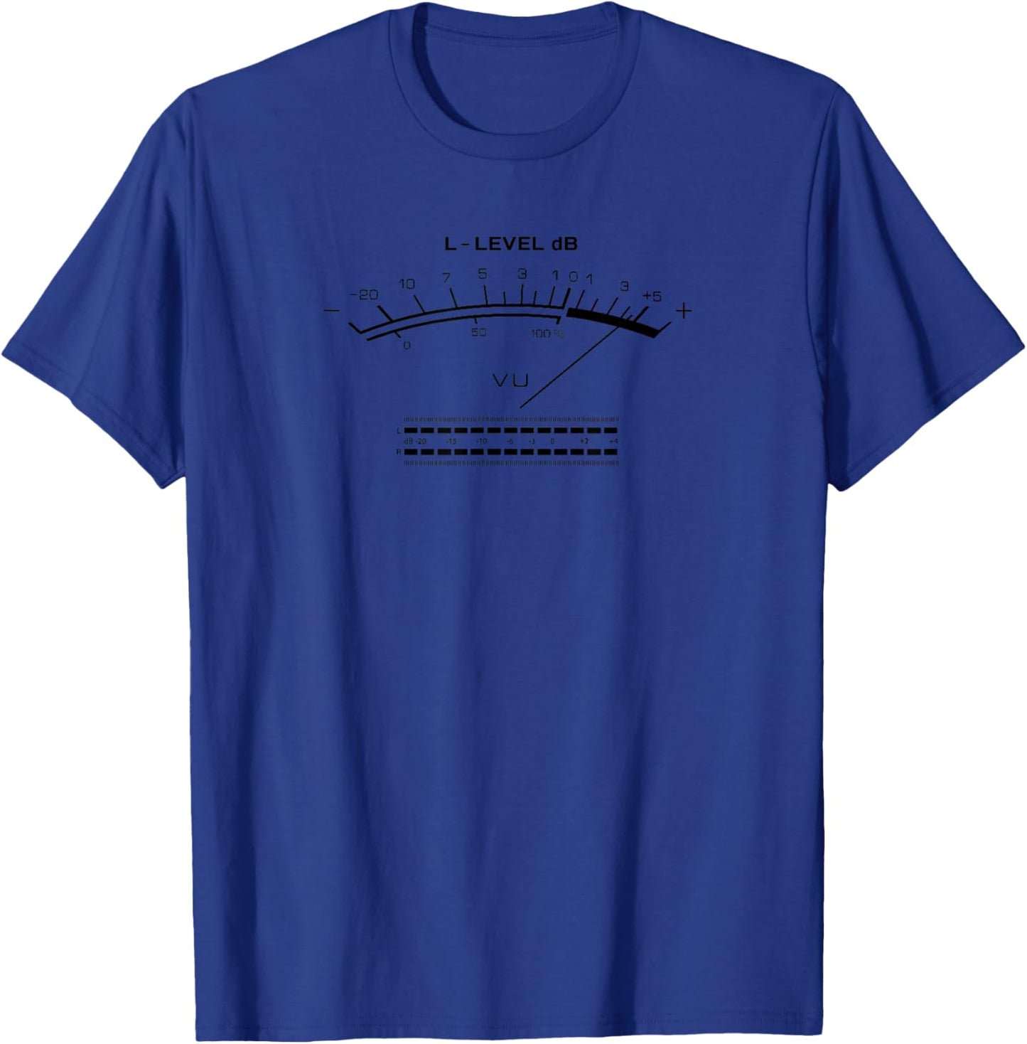 Retro VU Meter Vintage Hi-Fi Audio Stereo Music Sound T-Shirt - T-Shirt | Royal