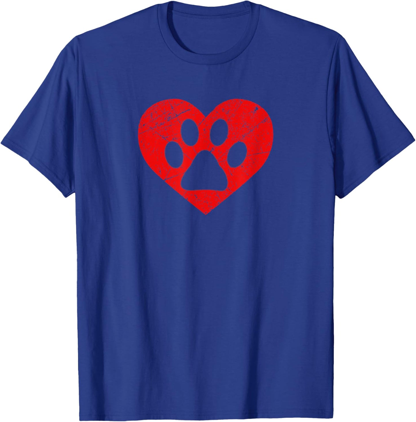 Vintage Dog Lover Heart Love Valentine's Day Paw Print T-Shirt - T-Shirt | Royal