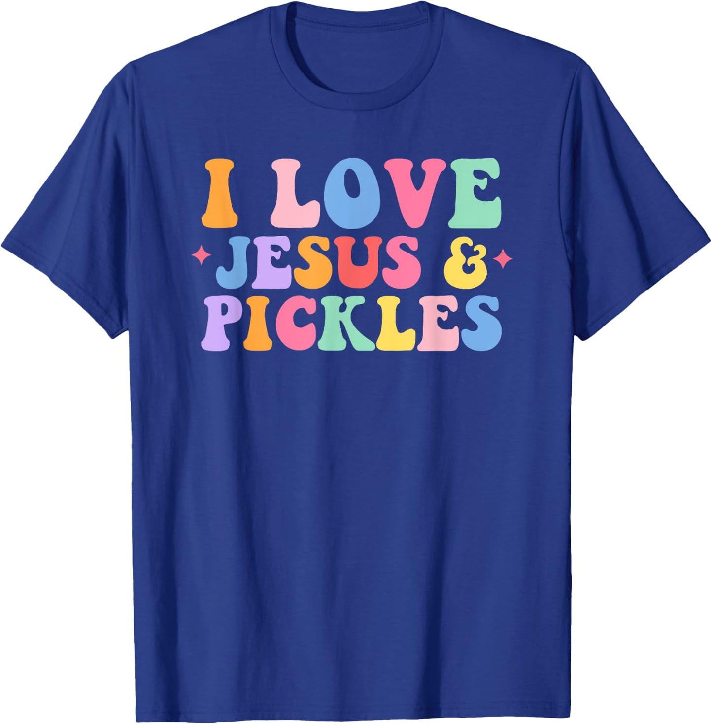 Hippie Groovy I Love Pickles & Jesus Pickle Retro T-Shirt - T-Shirt | Royal