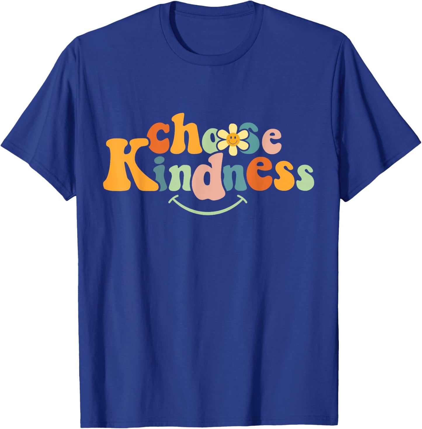 Choose Kindness Retro Groovy Be Kind Women Men Autism Kids T-Shirt - T-Shirt | Royal