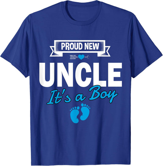 Proud New Uncle It's A Boy Gender Reveal Matching Family T-Shirt - T-Shirt | Royal