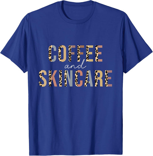 Coffee And Skincare Leopard Esthetician Skincare T-Shirt - T-Shirt | Royal