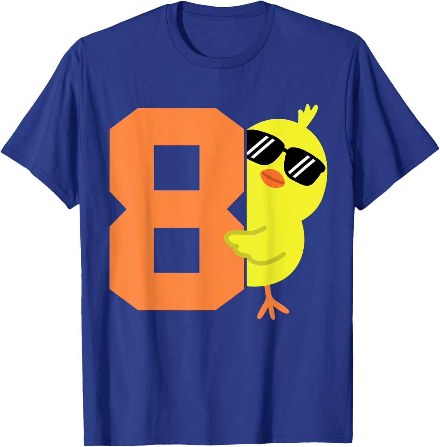Kids 8th Birthday Chicken Themed Cute 8 Year Old Boys Chick T-Shirt - T-Shirt | Royal