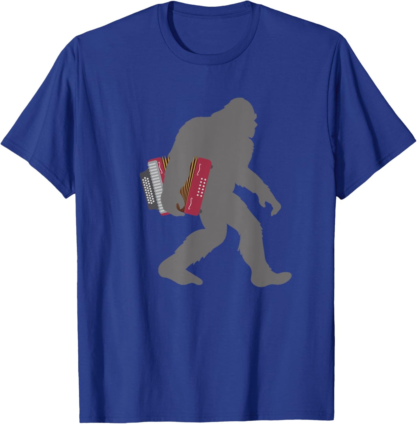 Funny Accordionist Bigfoot musician with Accordion T-Shirt - T-Shirt | Royal