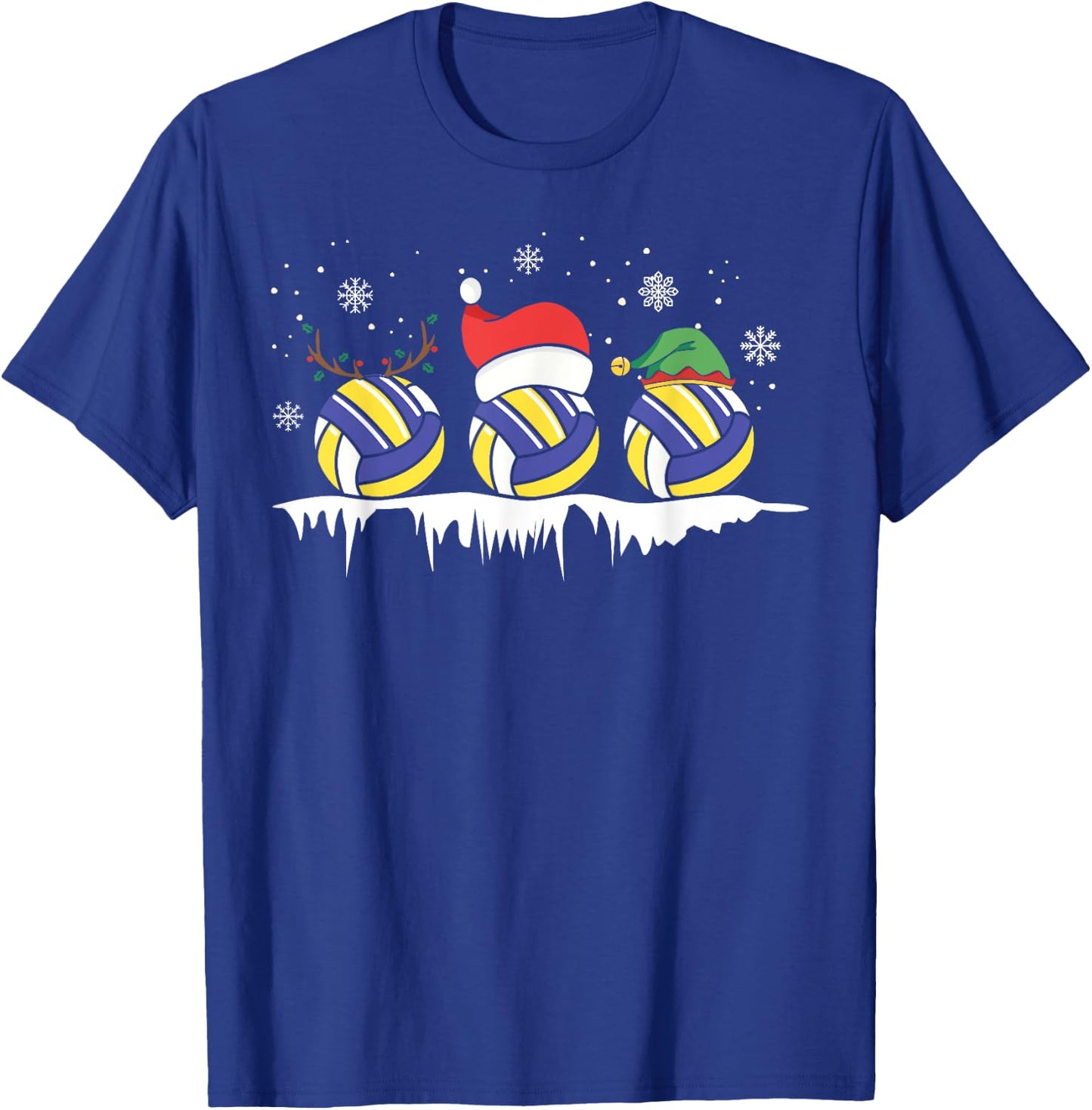 Volleyball Chistmas Santa Elf Reindeer Volleyball Xmas T-Shirt - T-Shirt | Royal