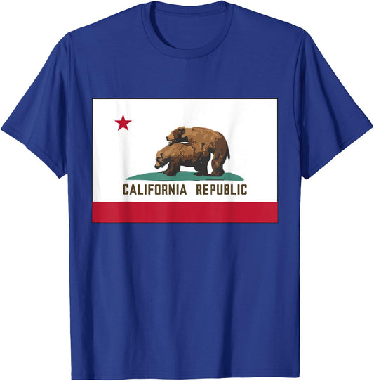 California Republic Funny Humping Grizzly Bears CA State Map T-Shirt - T-Shirt | Royal