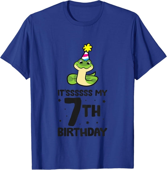 Snake Birthday It's My 7th Birthday Snake T-Shirt - T-Shirt | Royal
