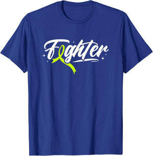 Lymphoma Cancer Fighter Lime Green Ribbon Awareness Month T-Shirt - T-Shirt | Royal