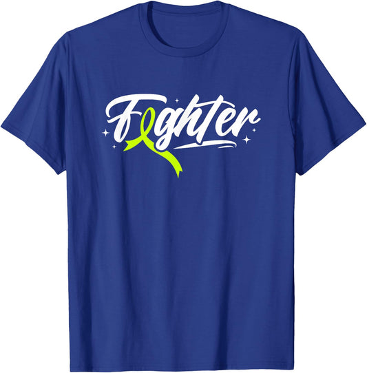 Lymphoma Cancer Fighter Lime Green Ribbon Awareness Month T-Shirt - T-Shirt | Royal