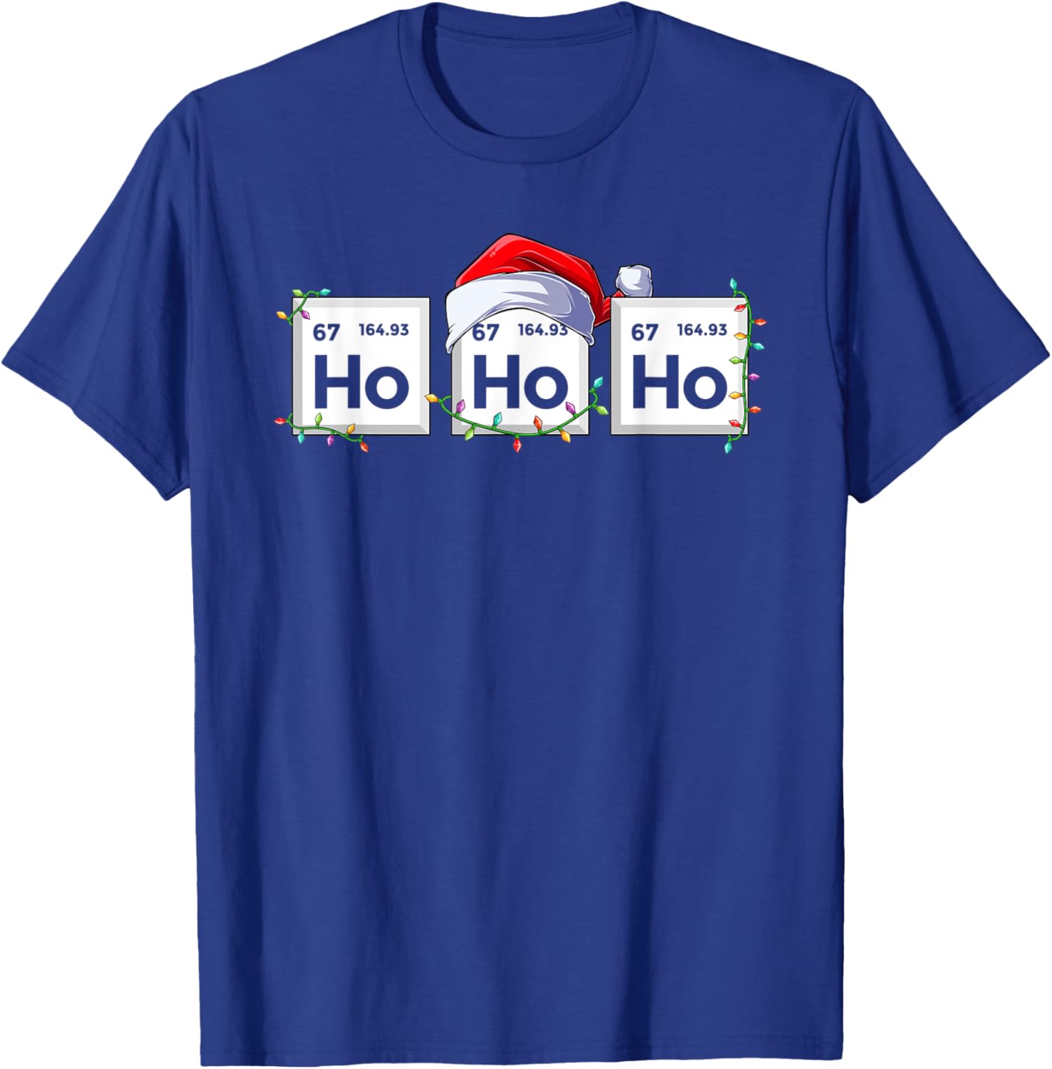 Ho Ho Ho Elements Science Christmas Chemistry Teacher T-Shirt - T-Shirt | Royal