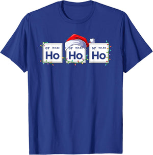 Ho Ho Ho Elements Science Christmas Chemistry Teacher T-Shirt - T-Shirt | Royal