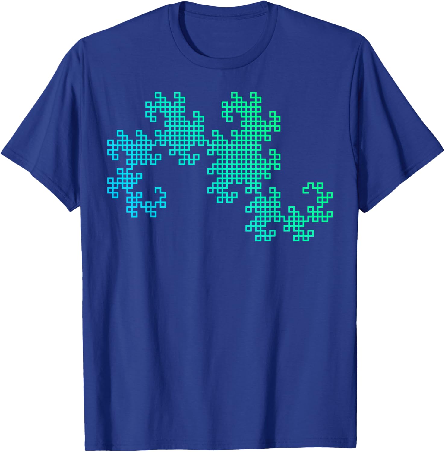 Nerdy Dragon Curve Fractal Geometry Math Teacher Blue Green Women Girls Kids T-Shirt - T-Shirt | Royal
