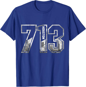 Houston Texas 713 Area Code Pride Vintage T-Shirt - T-Shirt | Royal