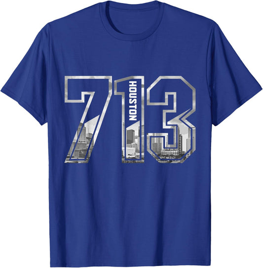 Houston Texas 713 Area Code Pride Vintage T-Shirt - T-Shirt | Royal