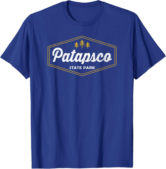 Patapsco State Park Retro Hexagon Badge Camping Hiking T-Shirt - T-Shirt | Royal